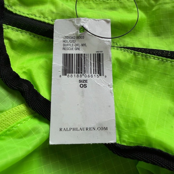 RLX Ralph Lauren Neon Green and Black Sport Packable Duffel Lightweight Bag - Picture 13 of 16